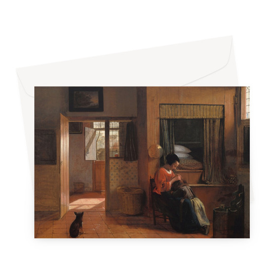 A Mother Delousing her Child’s Hair, Known as ‘A Mother’s Duty’, Pieter de Hooch, c. 1660 - c. 1661 -  Greeting Card - (FREE SHIPPING)