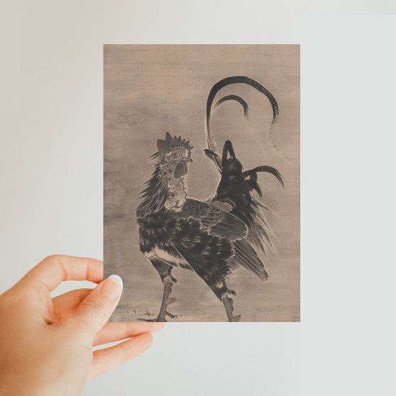 Itō Jakuchū's Roosters, Hen, and Chicks -  Classic Postcard