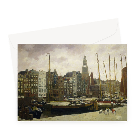 The Damrak, Amsterdam, George Hendrik Breitner, 1903 -  Greeting Card - (FREE SHIPPING)