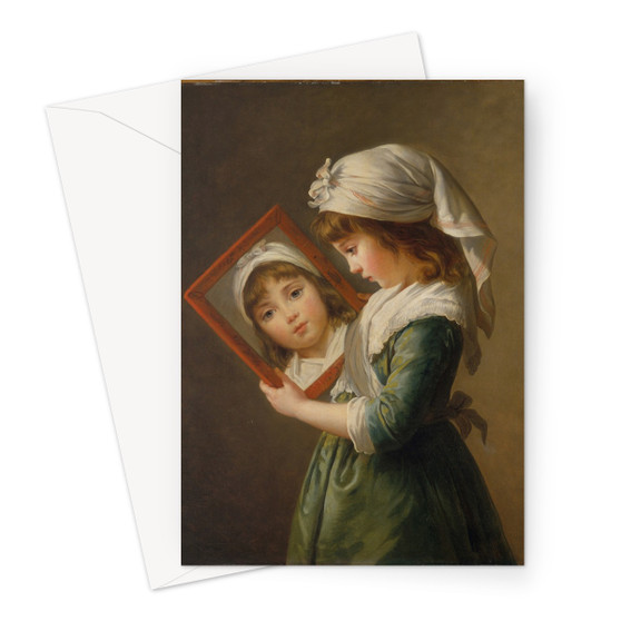 Julie Le Brun (1780–1819) Looking in a Mirror 1787 by Elisabeth Louise Vigée Le Brun Greeting Card - (FREE SHIPPING)