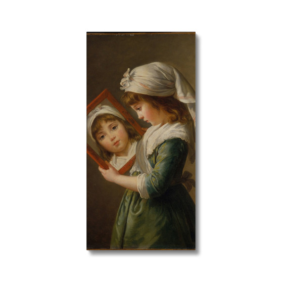 Julie Le Brun Looking in a Mirror 1787 by Elisabeth Louise Vigée Le Brun - Stretched Canvas