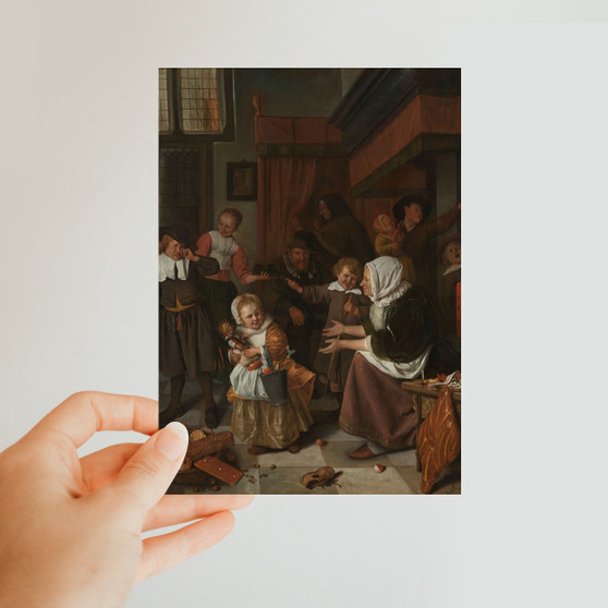 The Feast of St Nicholas, Jan Havicksz. Steen, 1665 - 1668 -  Classic Postcard - (FREE SHIPPING)