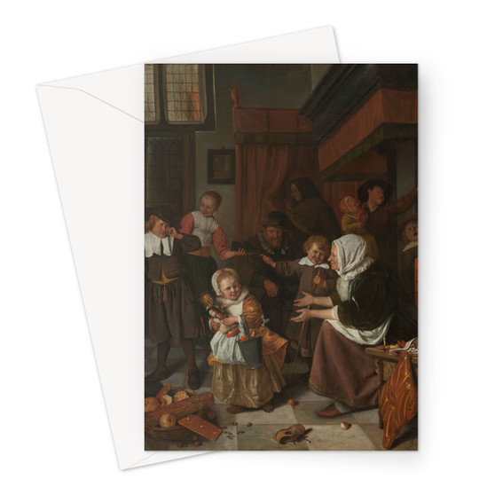 The Feast of St Nicholas, Jan Havicksz. Steen, 1665 - 1668 -  Greeting Card - (FREE SHIPPING)