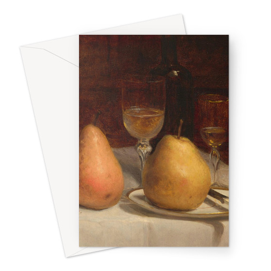 Sanford Robinson Gifford's Two Pears on a Tabletop -  Greeting Card - (FREE SHIPPING)