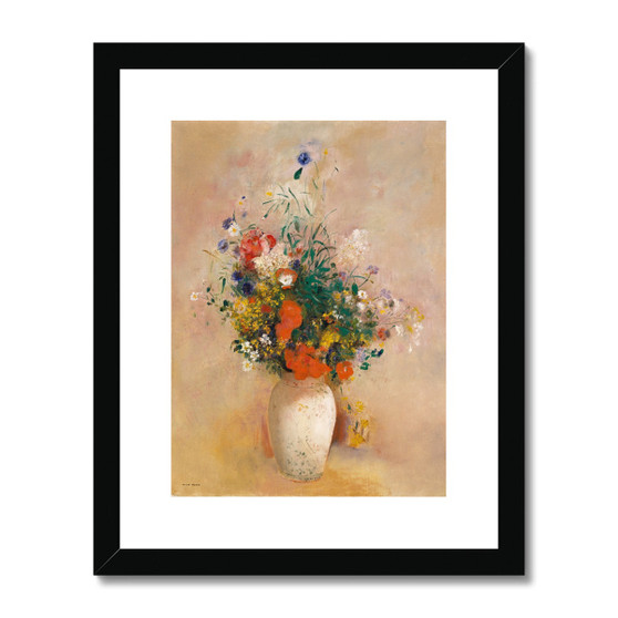 Vase of Flowers (Pink Background) ca. 1906 Odilon Redon French - French - Framed & Mounted Print - Free Shipping