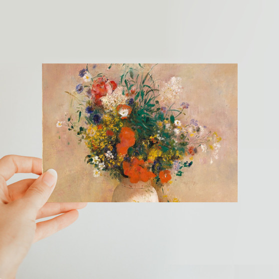 Vase of Flowers (Pink Background) ca. 1906 Odilon Redon French - Classic Postcard - (FREE SHIPPING)