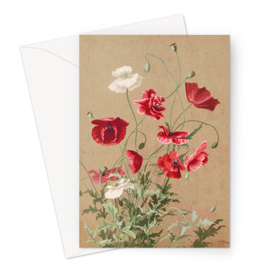 Poppies (1886)  by L. Prang & Co. Greeting Card - (Free shipping)