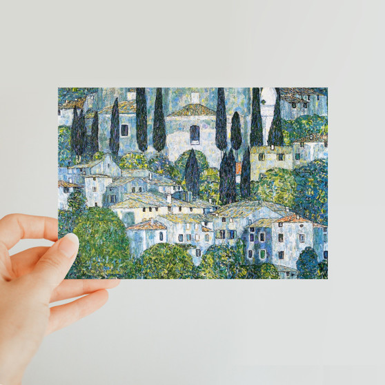 Gustav Klimt's Kirche in Cassone (1913) famous painting. Original from Wikimedia Commons Classic Postcard - (FREE SHIPPING)