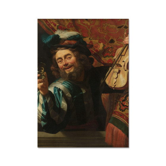 The Merry Fiddler, Gerard van Honthorst, 1623 -  Hahnemühle German Etching Print  (FREE SHIPPING)