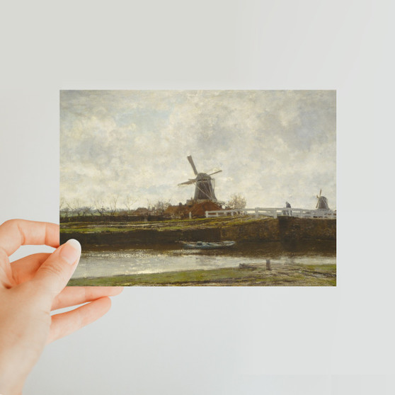 Jacob_Maris,_View_of_the_Mill_and_Bridge_on_the_Noordwest_Buitensingel_in_The_Hague,_1873,_NGA_109784 Classic Postcard
