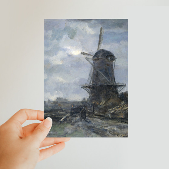 Molen_bij_maanlicht_Rijksmuseum-jacob maris Classic Postcard