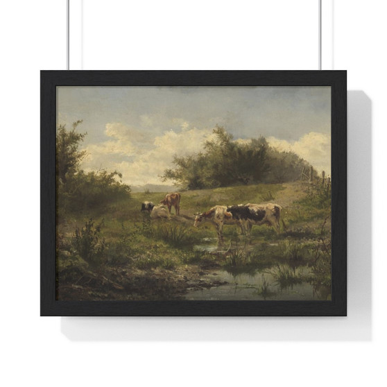   Premium Framed Horizontal Poster,Cows at a Pond, Gerard Bilders  -  Premium Framed Horizontal Poster,Cows at a Pond, Gerard Bilders  -  Premium Framed Horizontal Poster,Cows at a Pond, Gerard Bilders  