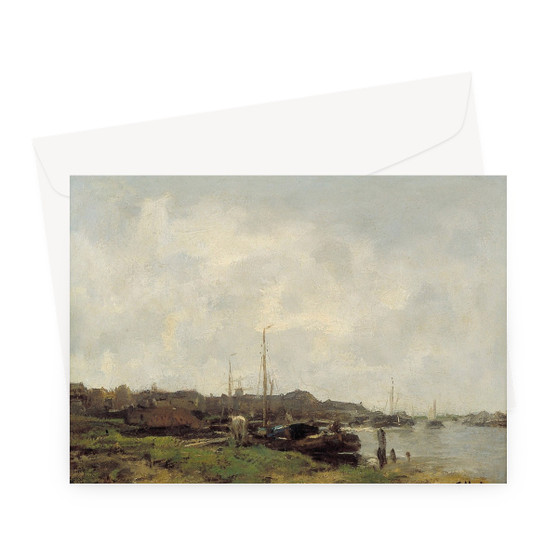 Jacob Maris's Gezicht op een rivier_bij een stad, Cultural Heritage Agency of the Netherlands Art Collection Greeting Card