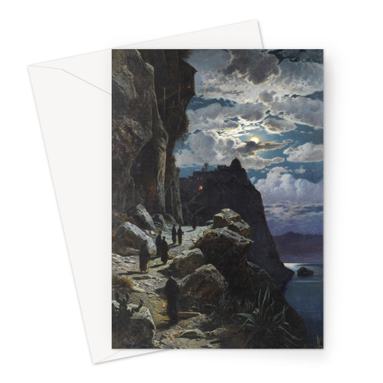 Hermann Corrodi Gang der Mönche zum Bergkloster Athos Greeting Card