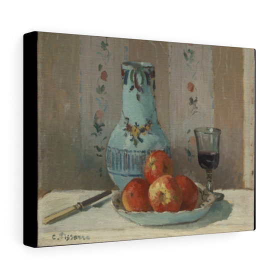 Still Life with Apples and Pitcher 1872 Camille Pissarro French, Stretched Canvas,Still Life with Apples and Pitcher 1872 Camille Pissarro French- Stretched Canvas