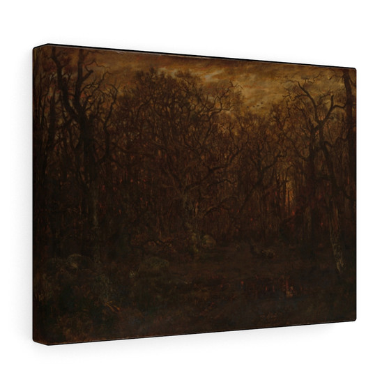 The Forest in Winter at Sunset, ca. 1846-67, Theodore Rousseau, French- Stretched Canvas,The Forest in Winter at Sunset, ca. 1846-67, Theodore Rousseau, French- Stretched Canvas,The Forest in Winter at Sunset, ca. 1846,67, Theodore Rousseau, French, Stretched Canvas
