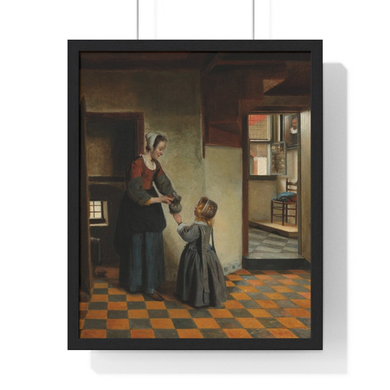 Woman with a Child in a Pantry, Pieter de Hooch  ,  Premium Framed Vertical Poster,Woman with a Child in a Pantry, Pieter de Hooch  -  Premium Framed Vertical Poster,Woman with a Child in a Pantry, Pieter de Hooch  -  Premium Framed Vertical Poster