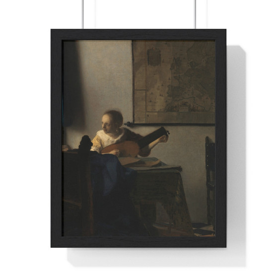 Young Woman with a Lute,  by Johannes Vermeer  ,  Premium Framed Vertical Poster,Young Woman with a Lute,  by Johannes Vermeer  -  Premium Framed Vertical Poster,Young Woman with a Lute,  by Johannes Vermeer  -  Premium Framed Vertical Poster