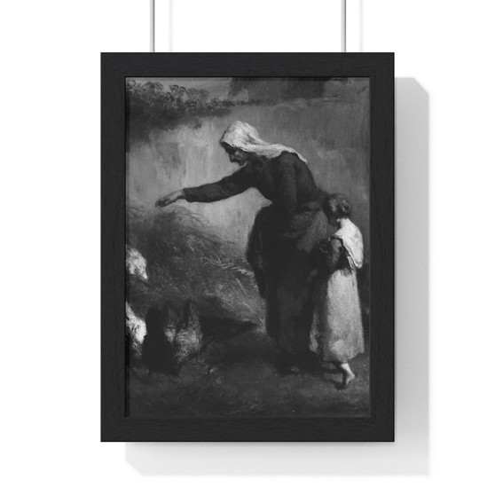  Woman Feeding Chickens  -  Premium Framed Vertical Poster,Jean François Millet, Woman Feeding Chickens  ,  Premium Framed Vertical Poster,Jean François Millet, Woman Feeding Chickens  -  Premium Framed Vertical Poster,Jean François Millet