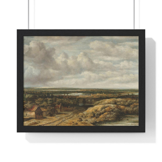 Distant View with Cottages along a Road, Philips Koninck  -  Premium Framed Horizontal Poster,Distant View with Cottages along a Road, Philips Koninck  ,  Premium Framed Horizontal Poster,Distant View with Cottages along a Road, Philips Koninck  -  Premium Framed Horizontal Poster