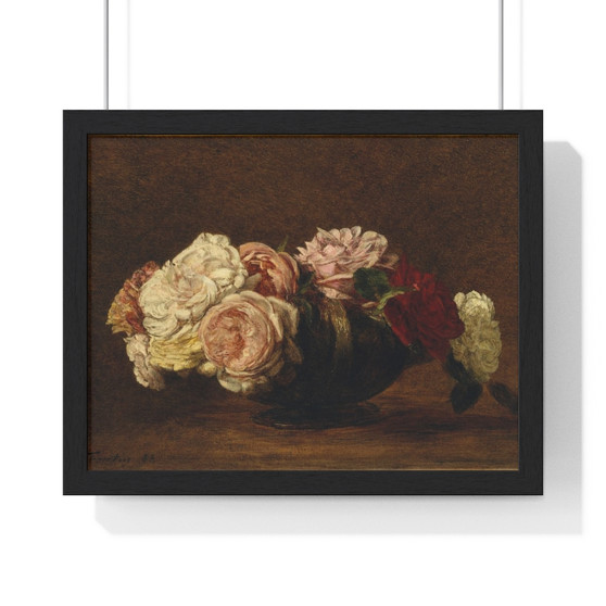   Premium Framed Horizontal Poster,Roses in a Bowl 1883 Henri Fantin-Latour French  -  Premium Framed Horizontal Poster,Roses in a Bowl 1883 Henri Fantin,Latour French  