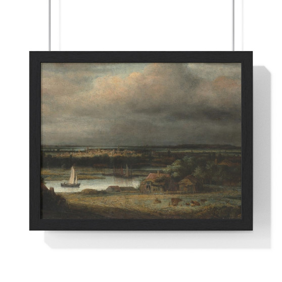Wide River Landscape ca. 1648–49 Philips Koninck Dutch  ,  Premium Framed Horizontal Poster,Wide River Landscape ca. 1648–49 Philips Koninck Dutch  -  Premium Framed Horizontal Poster