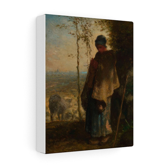 Jean François Millet, The Little Shepherdess - Stretched Canvas,Jean François Millet, The Little Shepherdess , Stretched Canvas,Jean François Millet, The Little Shepherdess - Stretched Canvas