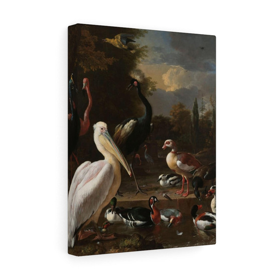 A Pelican and other Birds near a Pool, Known as ‘The Floating Feather’, Melchior d'Hondecoeter ,  Stretched Canvas,A Pelican and other Birds near a Pool, Known as ‘The Floating Feather’, Melchior d'Hondecoeter -  Stretched Canvas,A Pelican and other Birds near a Pool, Known as ‘The Floating Feather’, Melchior d'Hondecoeter -  Stretched Canvas