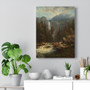 August Wilhelm Leu, Norwegian Landscape with a Waterfall  ,  Stretched Canvas,August Wilhelm Leu, Norwegian Landscape with a Waterfall  -  Stretched Canvas,August Wilhelm Leu, Norwegian Landscape with a Waterfall  -  Stretched Canvas