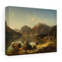 August Wilhelm Leu, Norwegische Gebirgslandschaft am Morgen  ,  Stretched Canvas,August Wilhelm Leu, Norwegische Gebirgslandschaft am Morgen  -  Stretched Canvas,August Wilhelm Leu, Norwegische Gebirgslandschaft am Morgen  -  Stretched Canvas