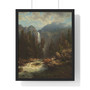 August Wilhelm Leu, Norwegian Landscape with a Waterfall  -  Premium Framed Vertical Poster