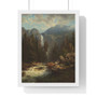August Wilhelm Leu, Norwegian Landscape with a Waterfall  -  Premium Framed Vertical Poster