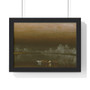 Sanford Robinson Gifford  Cows in a Pond at Sunset  -  Premium Framed Horizontal Poster,Sanford Robinson Gifford  Cows in a Pond at Sunset  ,  Premium Framed Horizontal Poster