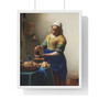 The Milkmaid  by Johannes Vermeer  ,  Premium Framed Vertical Poster,The Milkmaid  by Johannes Vermeer  -  Premium Framed Vertical Poster