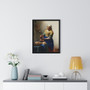 The Milkmaid  by Johannes Vermeer  ,  Premium Framed Vertical Poster,The Milkmaid  by Johannes Vermeer  -  Premium Framed Vertical Poster