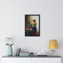   Premium Framed Vertical Poster,The Milkmaid  by Johannes Vermeer  -  Premium Framed Vertical Poster,The Milkmaid  by Johannes Vermeer  