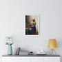 The Milkmaid  by Johannes Vermeer  -  Premium Framed Vertical Poster,The Milkmaid  by Johannes Vermeer  ,  Premium Framed Vertical Poster