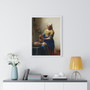 The Milkmaid  by Johannes Vermeer  ,  Premium Framed Vertical Poster,The Milkmaid  by Johannes Vermeer  -  Premium Framed Vertical Poster