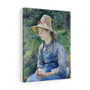  Stretched Canvas,Peasant Girl with a Straw Hat (1881) by Camille Pissarro- Stretched Canvas,Peasant Girl with a Straw Hat (1881) by Camille Pissarro