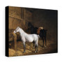 A Grey Pony and a Black Charger in a Stable (1804) painting in high resolution by Jacques–Laurent Agasse , Stretched Canvas,A Grey Pony and a Black Charger in a Stable (1804) painting in high resolution by Jacques–Laurent Agasse - Stretched Canvas