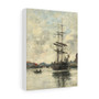 Eugène Boudin , Ship on the Touques , 1888,1895 , Stretched Canvas,Eugène Boudin - Ship on the Touques - 1888-1895 - Stretched Canvas