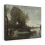 River with a Distant Tower, 1865, Camille Corot, French- Stretched Canvas,River with a Distant Tower, 1865, Camille Corot, French- Stretched Canvas,River with a Distant Tower, 1865, Camille Corot, French, Stretched Canvas
