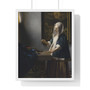 Woman Holding a Balance by Johannes Vermeer.  Premium Framed Vertical Poster