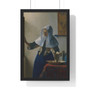   Premium Framed Vertical Poster,Young Woman with a Water Pitcher by Johannes Vermeer  -  Premium Framed Vertical Poster,Young Woman with a Water Pitcher by Johannes Vermeer  