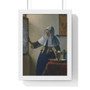 Young Woman with a Water Pitcher by Johannes Vermeer  ,  Premium Framed Vertical Poster,Young Woman with a Water Pitcher by Johannes Vermeer  -  Premium Framed Vertical Poster