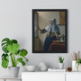 Young Woman with a Water Pitcher by Johannes Vermeer  ,  Premium Framed Vertical Poster,Young Woman with a Water Pitcher by Johannes Vermeer  -  Premium Framed Vertical Poster