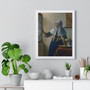 Young Woman with a Water Pitcher by Johannes Vermeer  ,  Premium Framed Vertical Poster,Young Woman with a Water Pitcher by Johannes Vermeer  -  Premium Framed Vertical Poster