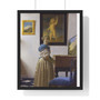 Johannes Vermeer’s Lady Standing at a Virginal   ,  Premium Framed Vertical Poster,Johannes Vermeer’s Lady Standing at a Virginal   -  Premium Framed Vertical Poster
