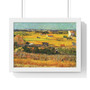 1888,van,gogh  ,  Premium Framed Horizontal Poster,harvest at la crau with montmajour in the background-1888-van-gogh  -  Premium Framed Horizontal Poster,harvest at la crau with montmajour in the background