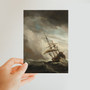 A ship on the high seas in a flying storm, known as 'The wind gust', Willem van de Velde (II), c. 1680 -  Classic Postcard - (FREE SHIPPING)